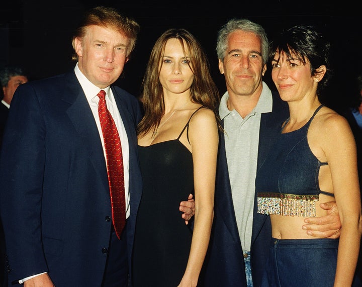 Donald Trump and his future wife Melania with Jeffrey Epstein and associate Ghislaine Maxwell at Mar-a-Lago in 2000.