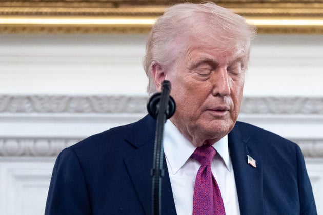 President Donald Trump speaks during an event in the State Dining Room of the White House on Tuesday.