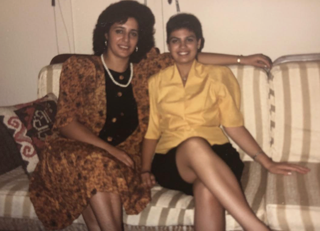 Aida (left) and the author (right) in her living room two days before she left Lebanon to immigrate to the U.S.