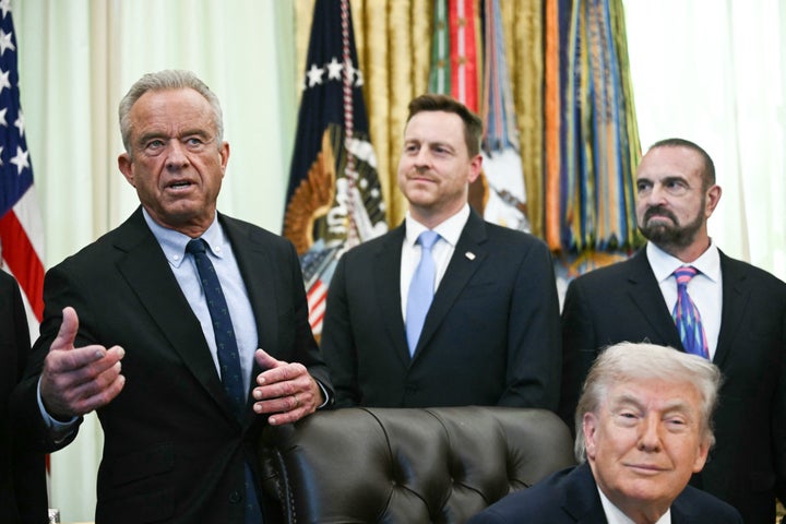 U.S. Health and Human Health Secretary Robert F. Kennedy Jr. speaks during a health care affordability event in the Oval Office of the White House in Washington, D.C., on April 23, 2026.