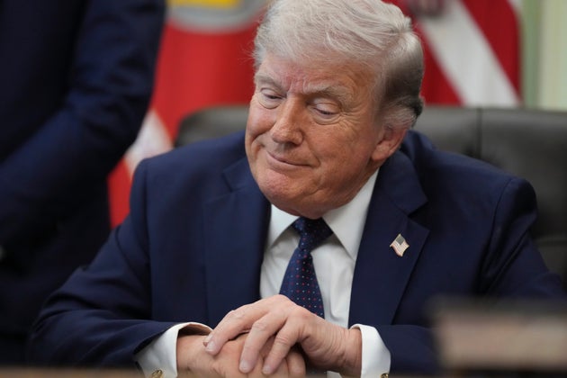 President Donald Trump speaks during a meeting between the ambassadors of Israel and Lebanon in the Oval Office on Thursday.