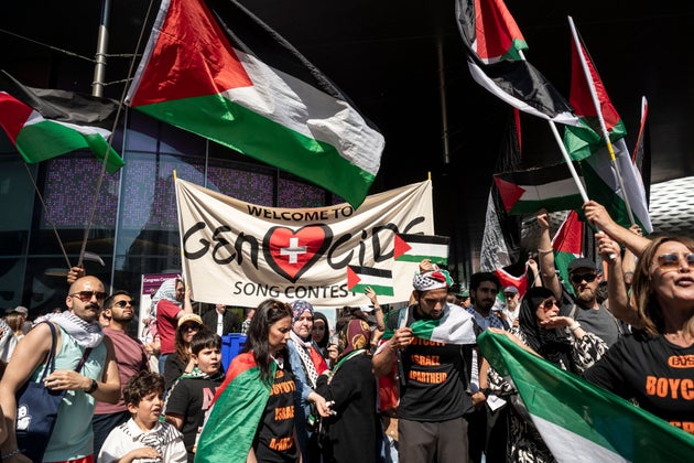 Pro-Palestinian protesters outside last year's Eurovision Song Contest