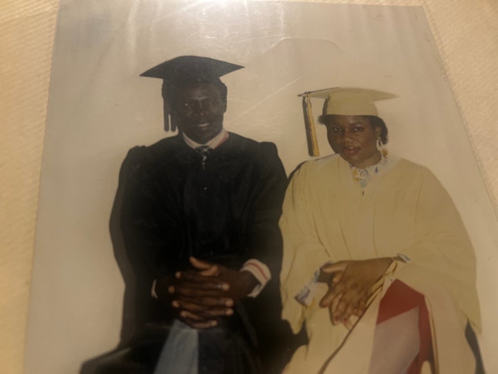 The author's father graduated with his MBA and her mother graduated from cosmetology school.