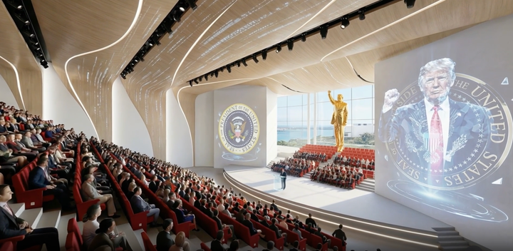 The gold Trump statue drew comparisons to North Korean dictator aesthetics. 