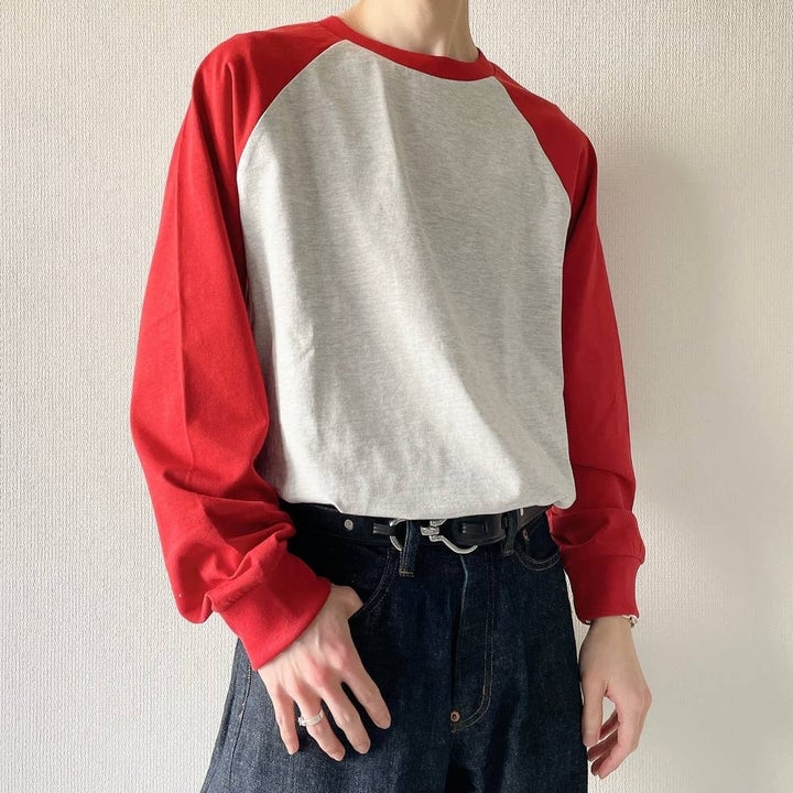 GU「ヘビーウェイトクルーネックT(長袖)(ラグラン)」