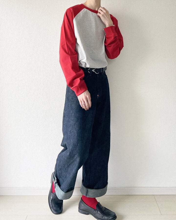 GU「ヘビーウェイトクルーネックT(長袖)(ラグラン)」