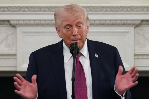 ホワイトハウスで大学チャンピオン選手たちを前に演説するドナルド・トランプ米大統領（＝2026年4月21日撮影）