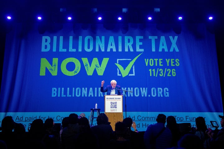 Sen. Bernie Sanders (I-Vt.) speaks in February during a campaign kickoff event for the California Billionaire Tax Act at The Wiltern in Los Angeles.