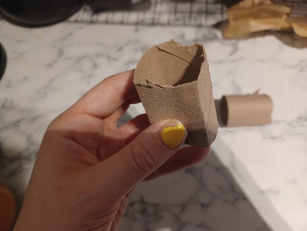 Squared off toilet roll tube half