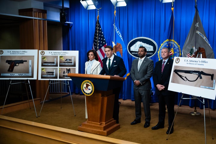 Jeanine Pirro, the U.S. attorney for Washington, D.C., Acting Attorney General Todd Blanche, FBI Director Kash Patel, and Darren B. Cox, deputy assistant director of the FBI Criminal Investigative Division, conducted a news conference about Cole Tomas Allen, the suspect in the White House Correspondents' Association dinner shooting, on Monday.