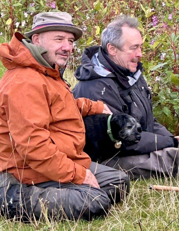 Bob Mortimer and Paul Whitehouse with Ted during last year's run of Gone Fishing