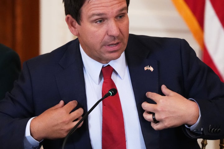 Florida Gov. Ron DeSantis speaks earlier this year during a roundtable discussion on college sports in the East Room of the White House in Washington, D.C.