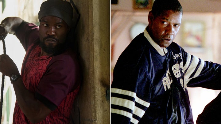 Abdul-Mateen II as John Creasy in Netflix's "Man on Fire"; Denzel Washington as Creasy in Tony Scott’s 2004 film of the same name.