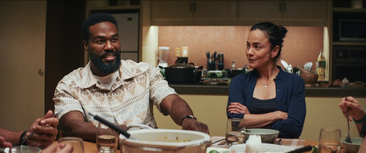 Abdul-Mateen II as Creasy and Alice Braga as Valeria Melo in "Man on Fire."