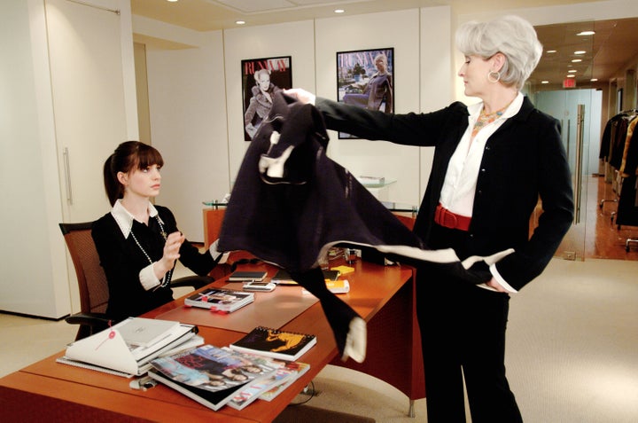 Anne Hathaway and Meryl Streep as Andy and Miranda in The Devil Wears Prada