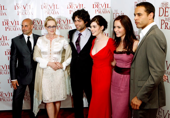 Meryl Streep with her Devil Wears Prada co-stars at the film's premiere