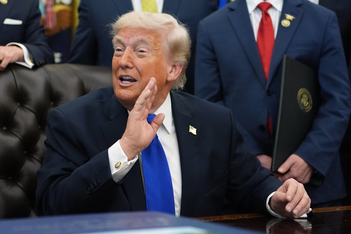 President Donald Trump speaks in the Oval Office of the White House, Thursday, April 30, 2026, in Washington. (AP Photo/Alex Brandon)
