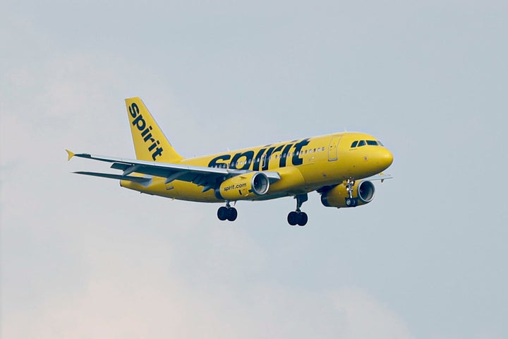 FILE - In this July 28, 2019, file photo, a Spirit Airlines jet comes in for a landing at the airport in Latrobe, Pa. (AP Photo/Keith Srakocic, File)