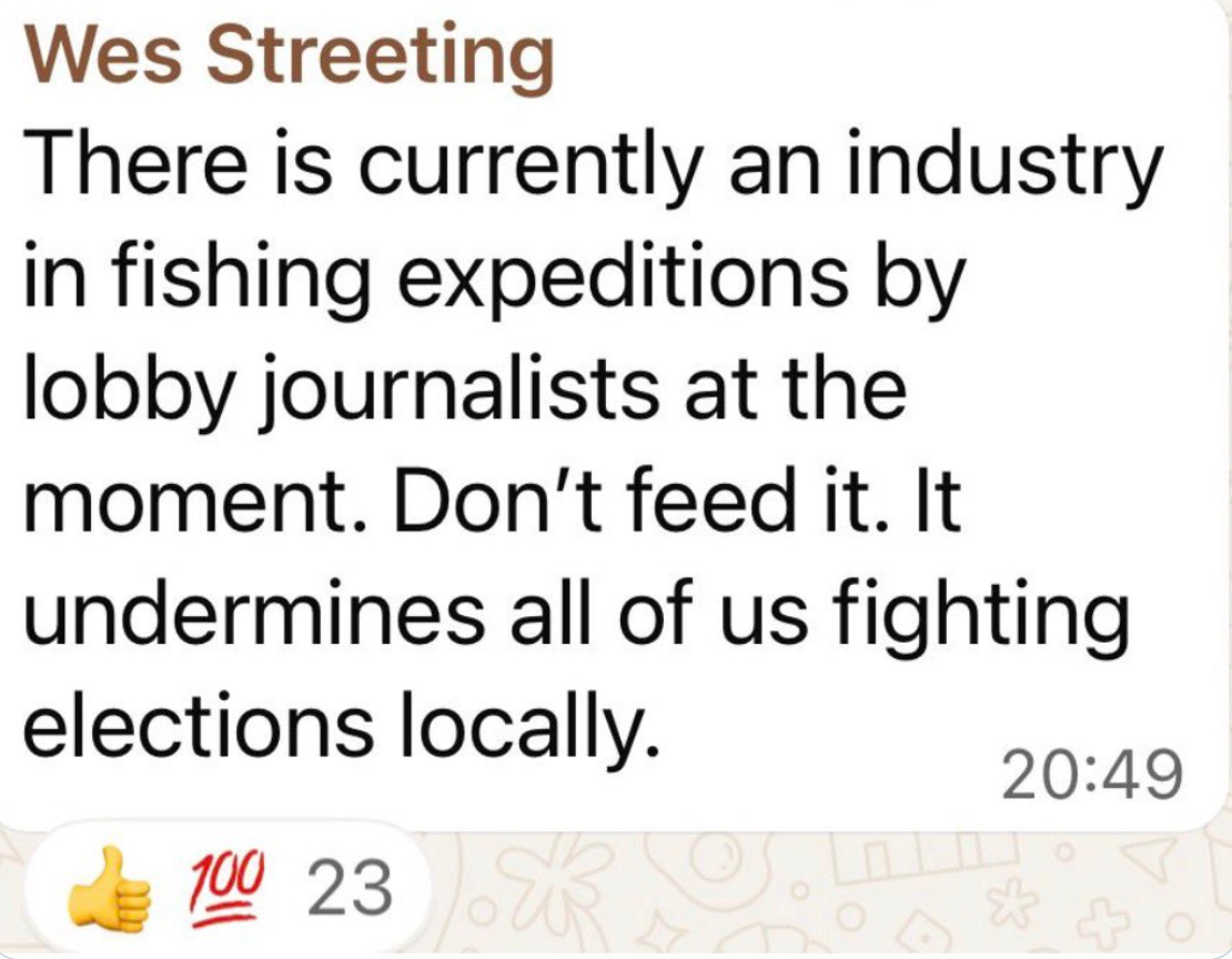 Streeting's WhatsApp message to Labour MPs