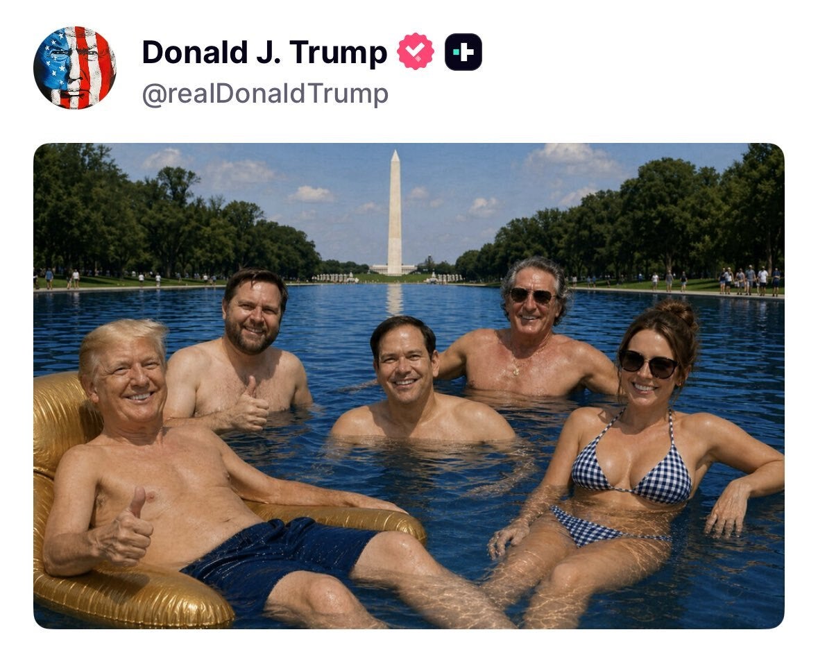 Trump Imagines Himself Swimming Shirtless With Cabinet Cronies In Latest AI Catastrophe