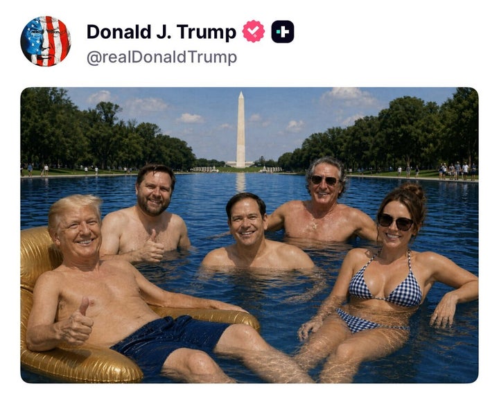 During a Friday night social media spree, President Trump posted this AI-generated image.