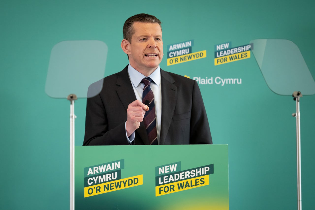 Leader of Plaid Cymru, Rhun ap Iorwerth speaks during the Plaid Cymru manifesto launch on April 9, 2026 in Wrexham, Wales. Plaid Cymru is launching its manifesto ahead of the Senedd (Welsh Parliament) elections taking place on May 7. 