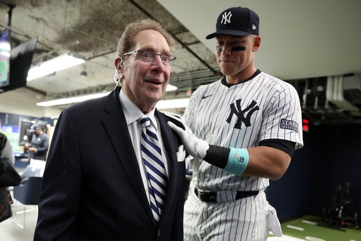 Sterling is seen with Yankees slugger Aaron Judge on April 20, 2024.