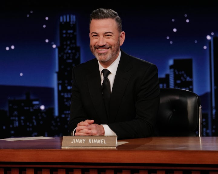 Jimmy Kimmel on his late night show in 2025.