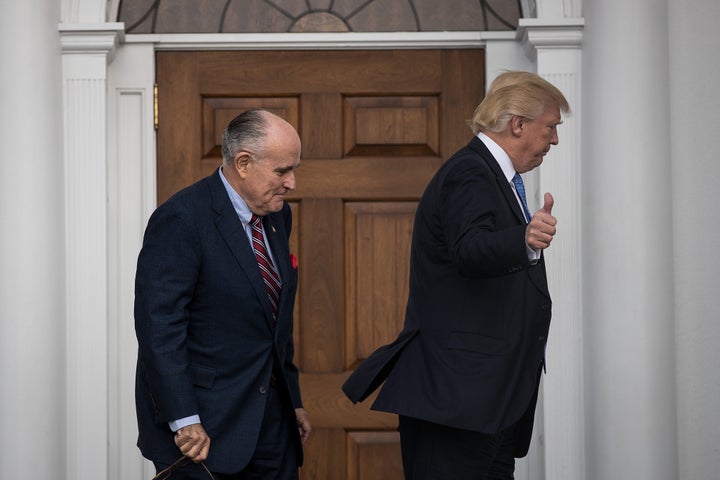 Rudy Giuliani and President Donald Trump at Trump International Golf Club in New Jersey in 2016.