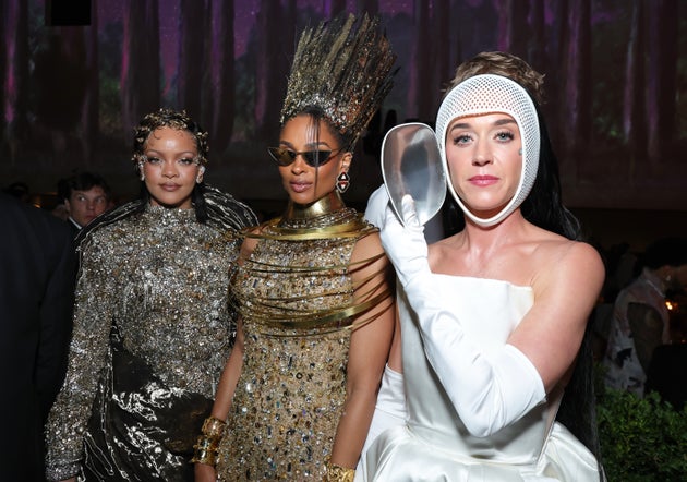 Rihanna, Ciara and Katy Perry pictured together at the 2026 Met Gala