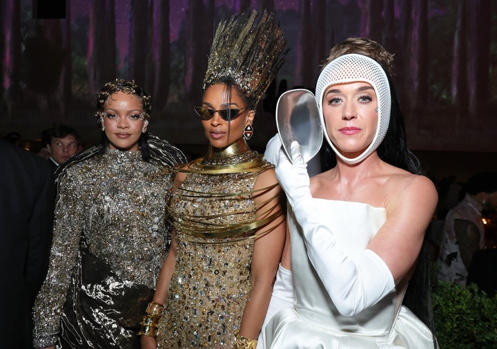 Rihanna, Ciara and Katy Perry pictured together at the 2026 Met Gala