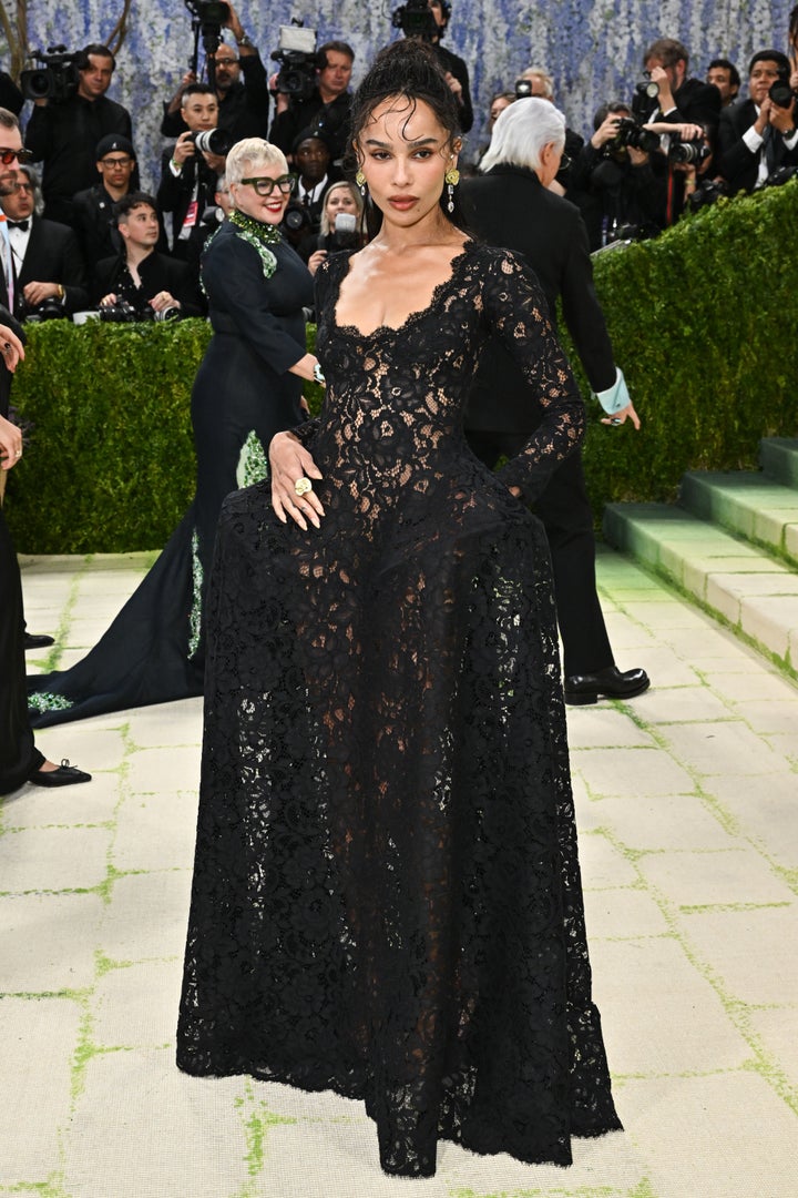 Zoë Kravitz spent the Met Gala red carpet posing with her hand in her pocket