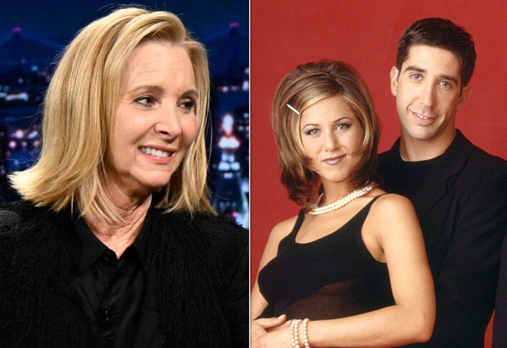 Lisa Kudrow, left, has delivered her take on the debate about "Friends" characters Rachel and Ross, played by Jennifer Aniston and David Schwimmer, right.