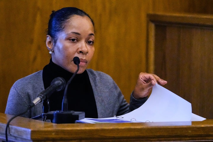 Witness Jamila Adams testifies during the trial of former New England Patriots wide receiver Stefon Diggs at Norfolk County District Court, Tuesday, May 5, 2026, in Dedham, Mass. (AP Photo/Charles Krupa, Pool)