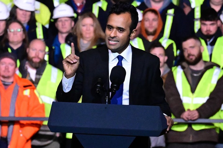 Trump-endorsed Republican gubernatorial candidate Vivek Ramaswamy speaks on the U.S. economy at Midwest Terminals, Ironville Rail and Transfer, in Toledo, Ohio, on Jan. 22, 2026.