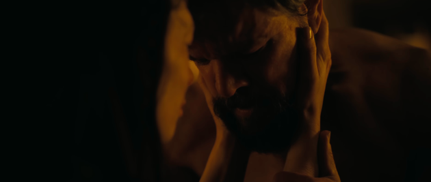 Anne Hathaway and Matt Damon's characters share an intimate moment in The Odyssey