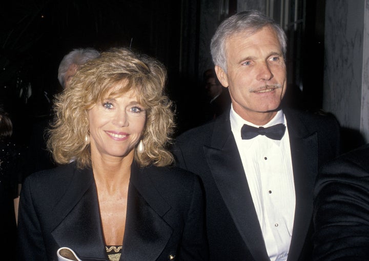 Jane Fonda and Ted Turner attend the Volunteers of America's First Annual Glasnost Award Salute to Ted Turner on March 22, 1990, at the Regent Beverly Wilshire Hotel in Beverly Hills.