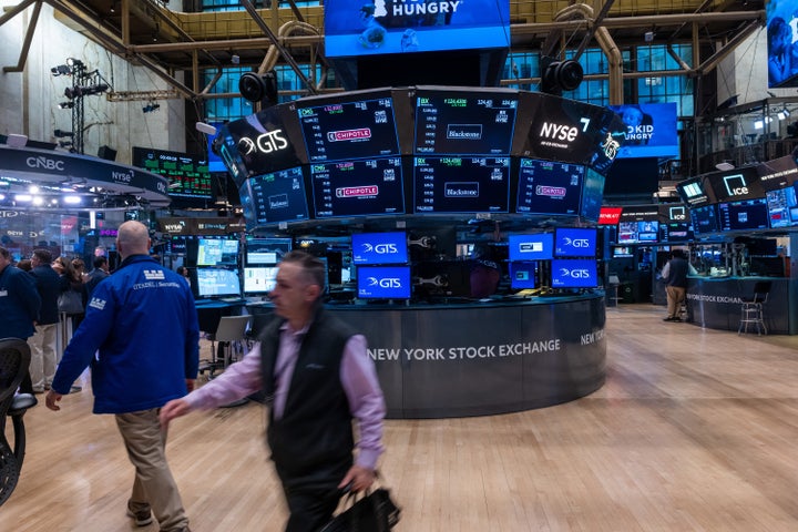Traders work on the floor of the New York Stock Exchange (NYSE) on May 06, 2026 in New York City. (Photo by Spencer Platt/Getty Images)