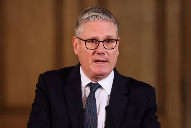 Britain's Prime Minister Keir Starmer speaks, during a meeting with leaders from across society to discuss tackling antisemitism, at Downing Street in London, Tuesday, May 5, 2026. 