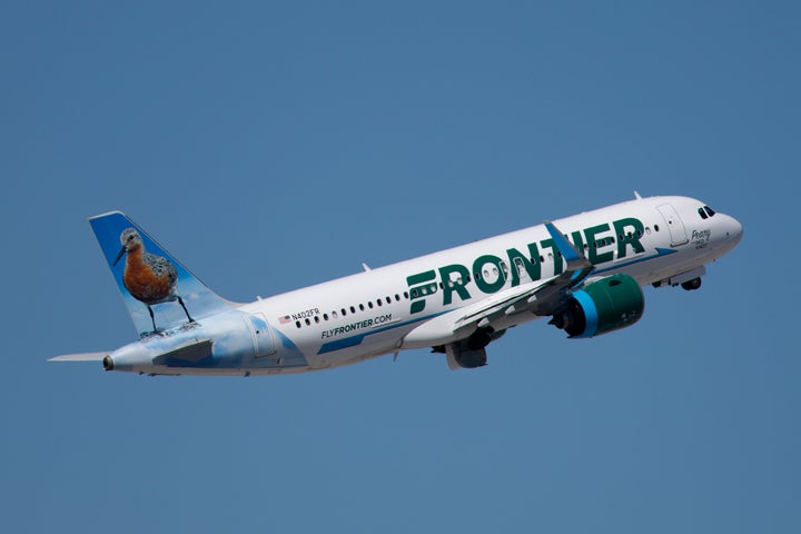 A Frontier Airlines Airbus A320 airplane departs from Harry Reid International Airport en route to Minneapolis on March 15, 2026 in Las Vegas, Nevada. (Photo by Kevin Carter/Getty Images)