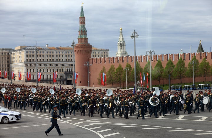 MOSCOW, RUSSIA - MAY 9: Russian military servicemen gather during the Victory Day parade, on May 9, 2026 in Moscow, Russia. Victory Day is commemorated in Russia annually on May 9th with an impressive military parade through Red Square, to mark the end of the Second World War. (Photo by Contributor/Getty Images)