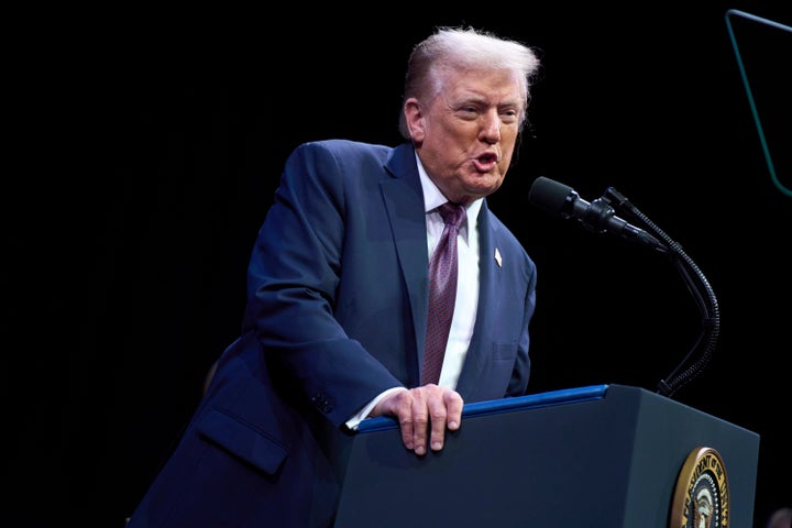 President Donald Trump speaks to the White House Religious Liberty Commission during an event at the Museum of the Bible.