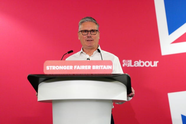Prime Minister Keir Starmer gives a speech at Coin Street Community Centre on May 11, 2026 in London, England. 