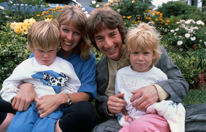 Actor and comedian Martin Short poses with wife, Nancy Dolan, and children Katherine and Oliver for a portrait in 1989 in Los Angeles.