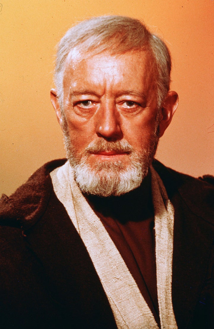 Alec Guinness in character as one of his most famous roles, Star Wars' Obi-Wan Kenobi