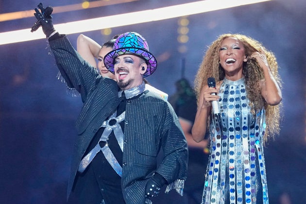 Boy George and Senhit on stage during Tuesday's Eurovision Song Contest semi-final