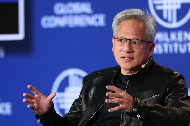 Nvidia founder and CEO, Jensen Huang, speaks during the 29th annual Milken Institute Global Conference at the Beverly Hilton in Beverly Hills, California on May 4, 2026. (Photo by Patrick T. Fallon / AFP via Getty Images)