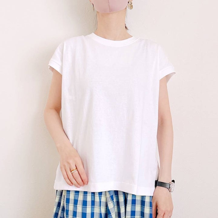 無印良品「婦人 引き揃え天竺編みフレンチスリーブTシャツ」