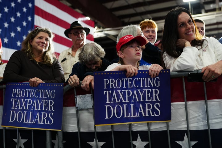 Guests listen as Vice President JD Vance delivers remarks on the Trump administration's efforts to combat fraud in Bangor, Maine, on May 14, 2026.