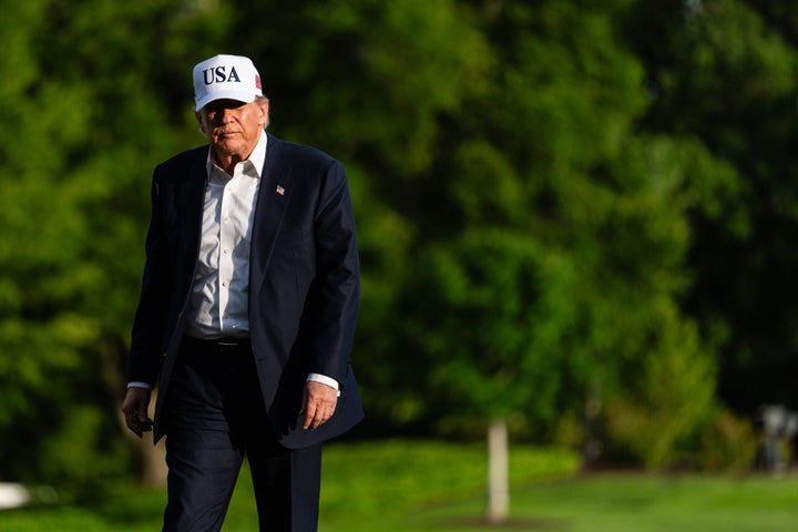 US President Donald Trump walks on the South Lawn of the White House after arriving on Marine One in Washington, DC, US, on Friday, May 15, 2026. Donald Trump met Xi Jinping in Beijing's leadership compound on Friday, kickstarting a second day of talks that kept relations on an even keel but have yielded limited deals so far. Photographer: Eric Lee/Bloomberg via Getty Images